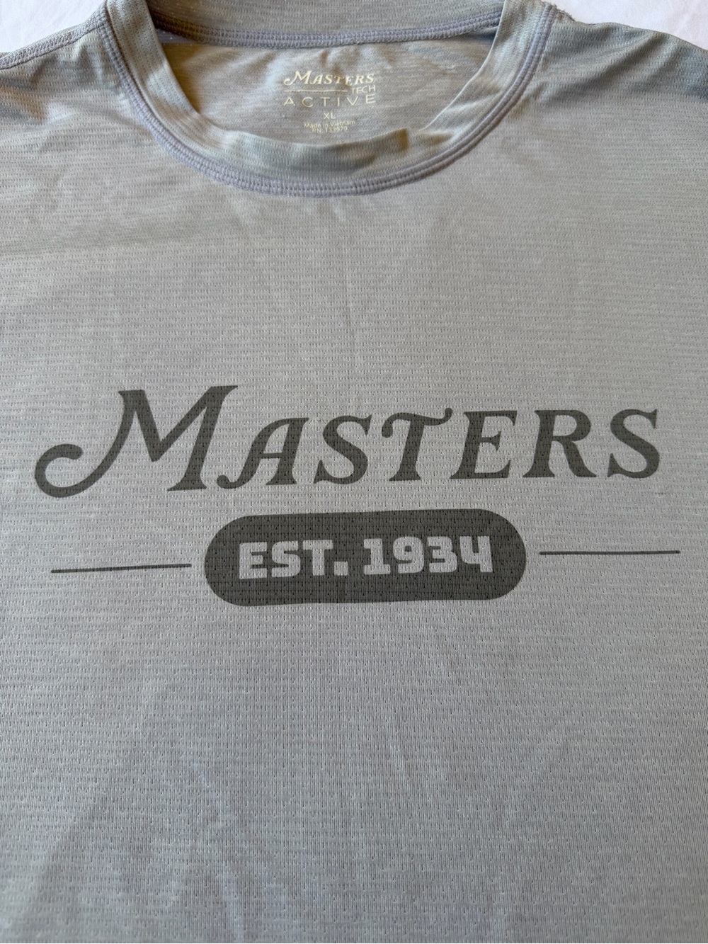 Masters Men’s Crew Neck Active Tee in Light Gray with Dark Logo